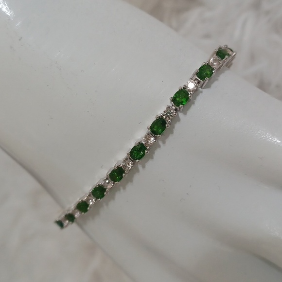 Colleen Lopez Chrome Diopside and White Zircon Tennis Bracelet NIB - Picture 2 of 5